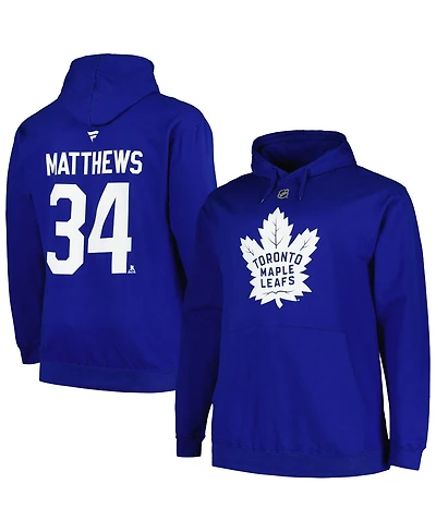 Men's Profile Auston Matthews Blue Toronto Maple Leafs Big and Tall Name and Number Pullover Hoodie