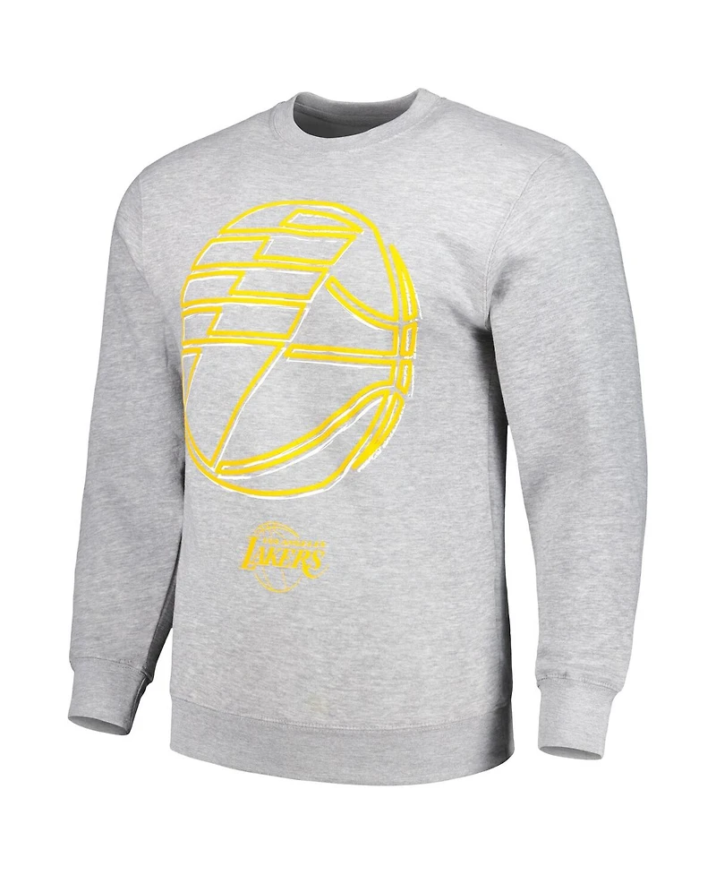 Men's and Women's Stadium Essentials Heather Gray Los Angeles Lakers Element Logo Pop Pullover Sweatshirt