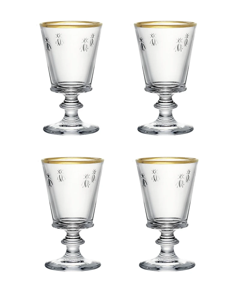 La Rochere Gold Rimmed Napoleon Bee 9 oz. Wine Glass, Set of 4