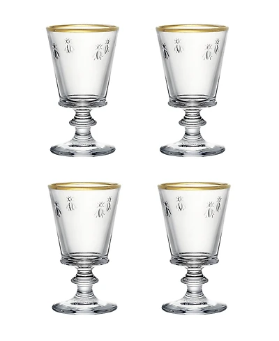 La Rochere Gold Rimmed Napoleon Bee 9 oz. Wine Glass, Set of 4
