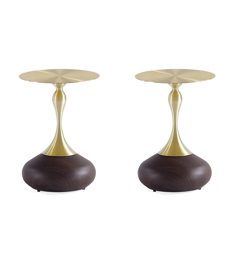 Manhattan Comfort Patchin 15.75" Wide 2-Piece Gold-Tone Tabletop End Table Set