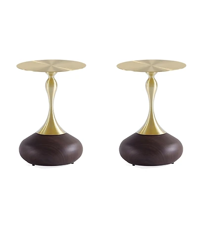 Manhattan Comfort Patchin 15.75" Wide 2-Piece Gold-Tone Tabletop End Table Set