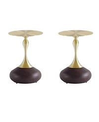 Manhattan Comfort Patchin 15.75" Wide 2-Piece Gold-Tone Tabletop End Table Set