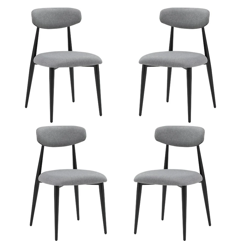 Streamdale Furniture Dining Chairs Set of 4, Curved Backrest Round Upholstered And Metal Frame, Grey