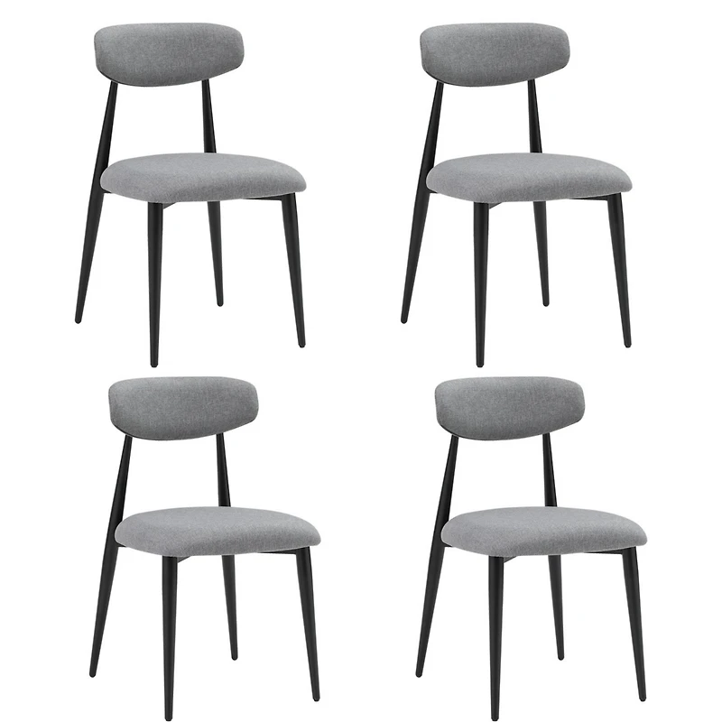 Streamdale Furniture Dining Chairs Set of 4, Curved Backrest Round Upholstered And Metal Frame, Grey