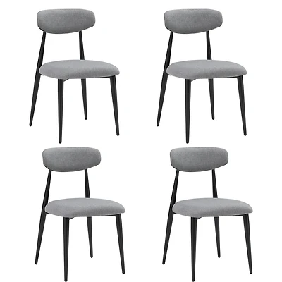 Streamdale Furniture Dining Chairs Set of 4, Curved Backrest Round Upholstered And Metal Frame, Grey