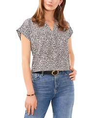 Vince Camuto Women's Printed Split Neck Short-Sleeve Blouse