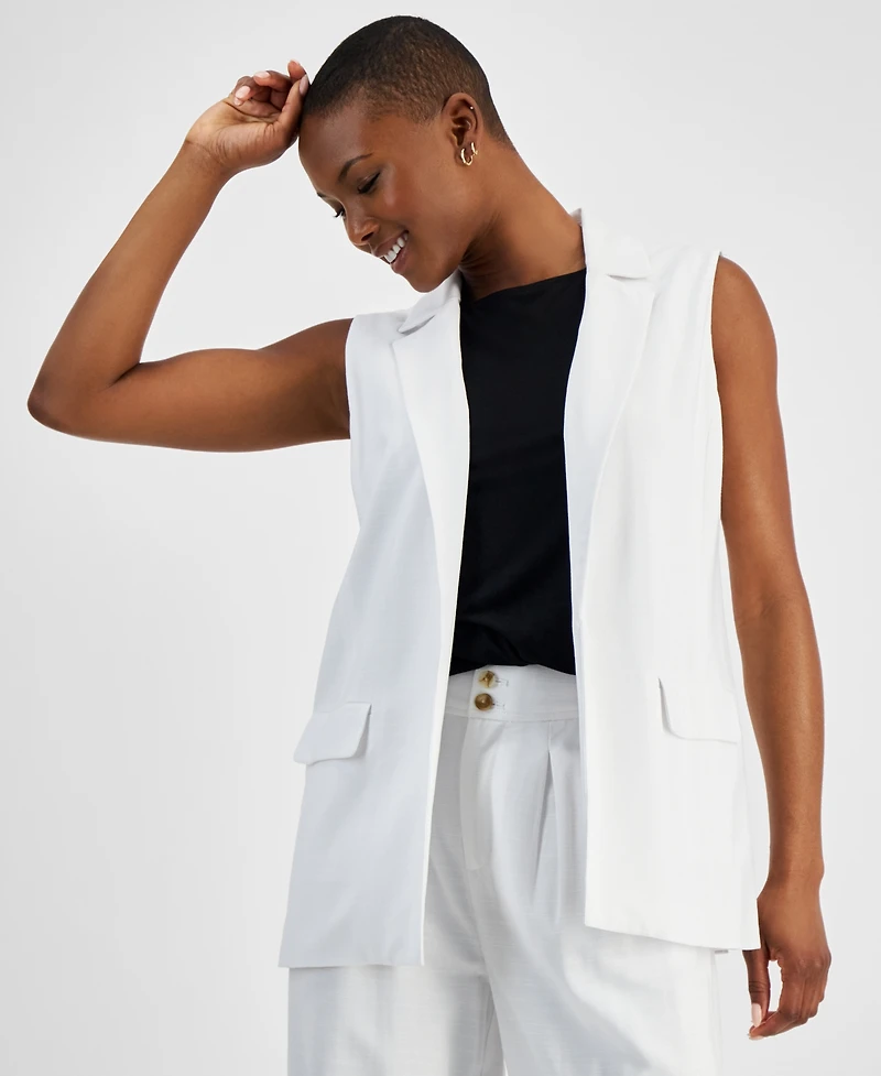Bar Iii Petite Open-Front Long Vest, Exclusively at Macy's