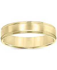 Men's Satin Finish Beveled Edge Band 18k Gold-Plated Sterling Silver (Also Silver)
