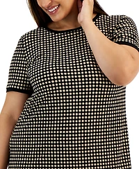 Anne Klein Plus Size Button-Back Short-Sleeve Top