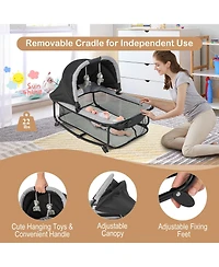 5-in-1 Portable Baby Playard with Cradle and Storage Basket
