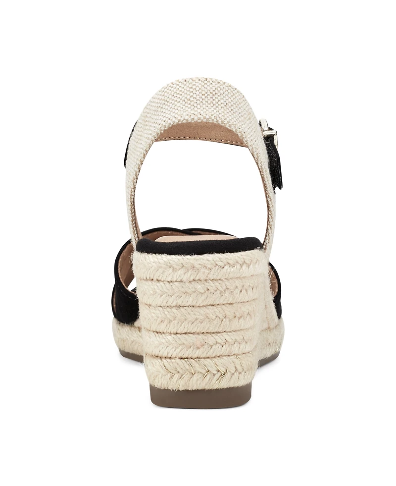 Easy Spirit Women's Shandra Ankle Strap Round Toe Wedge Sandals