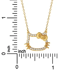 Hello Kitty Cubic Zirconia Silhouette 18" Pendant Necklace in 18k Gold-Plated Sterling Silver