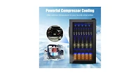 120 Can Beverage Fridge with Glass Door, Compact Drink Cooler for Home or Office
