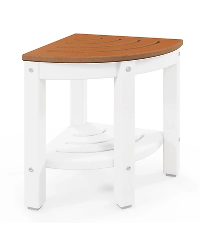Corner Shower Bench Stool with Storage Shelf for Shaving Legs