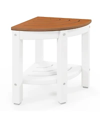 Corner Shower Bench Stool with Storage Shelf for Shaving Legs