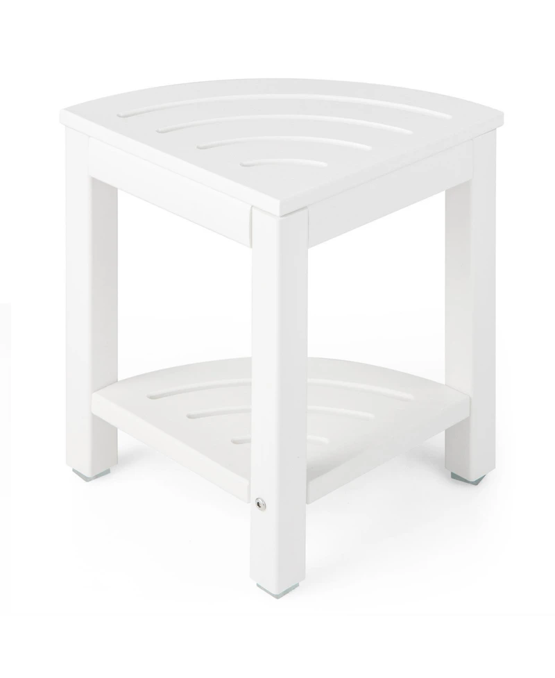 Corner Shower Bench Stool with Storage Shelf for Shaving Legs