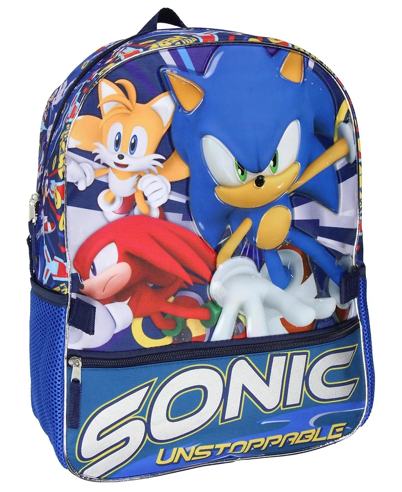 Sonic The Hedgehog Tails And Knuckles Kids School Travel Backpack 2 Piece Set With Detachable Lunch Box