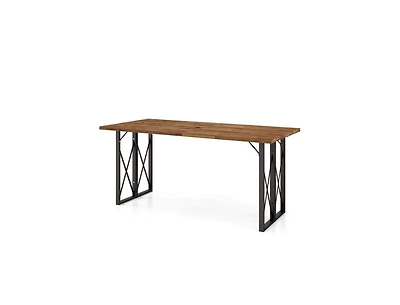 67 Inch Patio Rectangle Acacia Wood Dining Table with Umbrella Hole