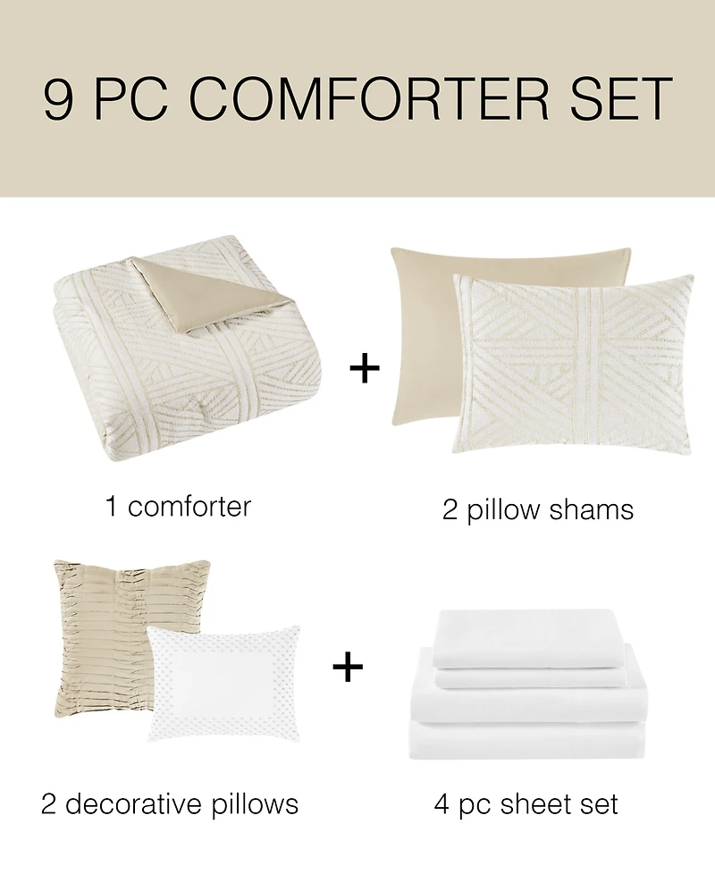 Pem America Crinkle Geo 9-Pc. Comforter Set, Queen