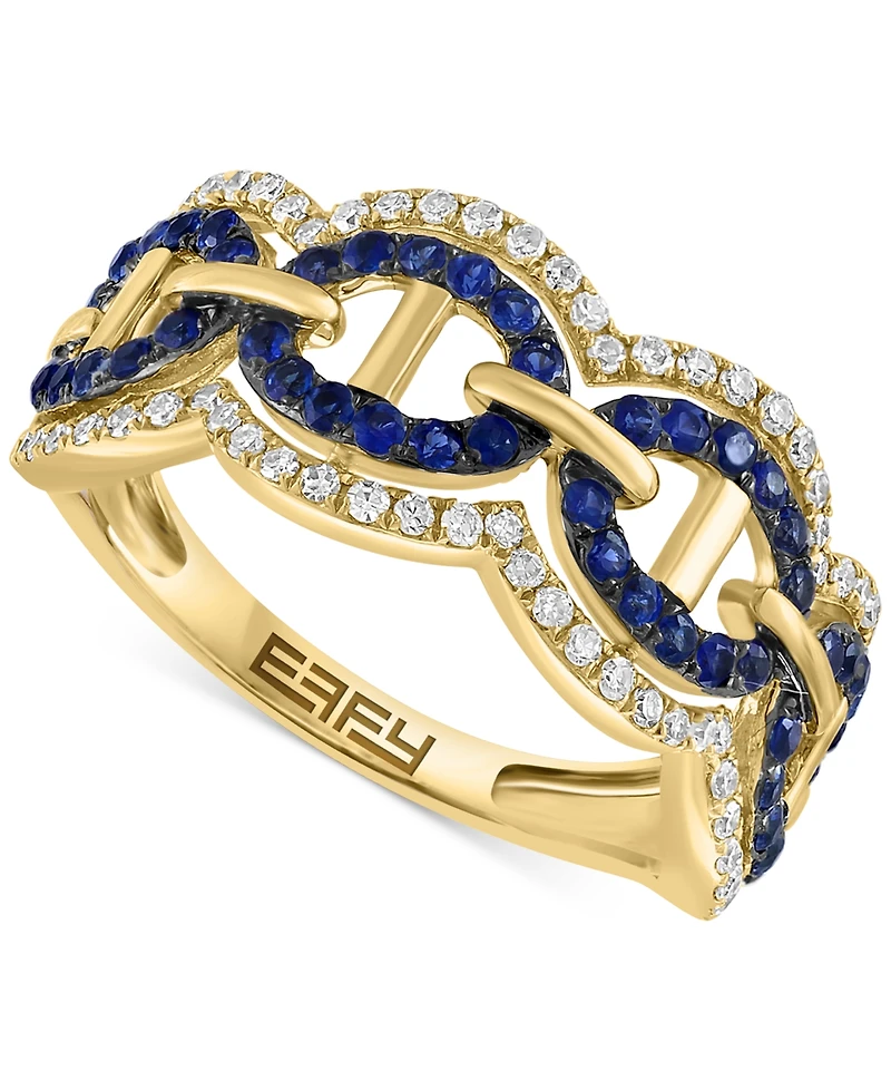 Effy Sapphire (3/8 ct. t.w.) & Diamond (1/4 ct. t.w.) Openwork Statement Ring in 14k Gold
