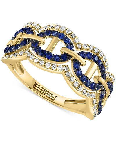 Effy Sapphire (3/8 ct. t.w.) & Diamond (1/4 ct. t.w.) Openwork Statement Ring in 14k Gold