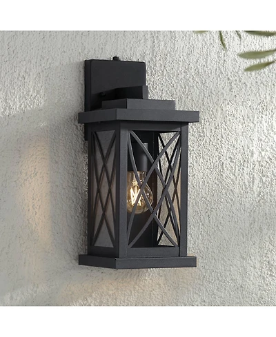 John Timberland Woodland Park Outdoor Wall Light Fixture Black Dusk To Dawn 15" Clear Glass for Post Exterior Barn Deck House Porch Yard Patio Ho