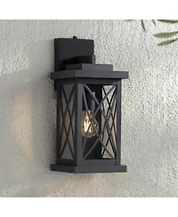John Timberland Woodland Park Outdoor Wall Light Fixture Black Dusk To Dawn 15" Clear Glass for Post Exterior Barn Deck House Porch Yard Patio Ho
