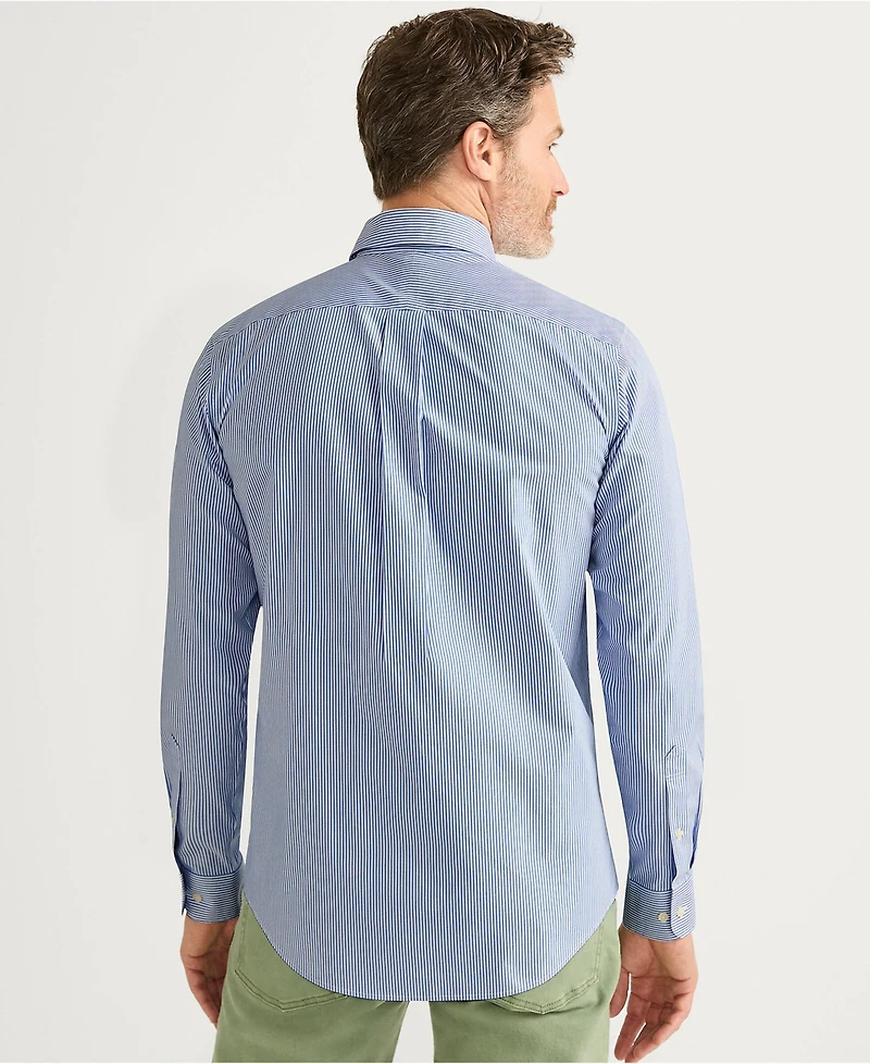 Lands' End Men's Tailored Fit No Iron Pattern Supima Cotton Pinpoint Buttondown Collar Dress Shirt