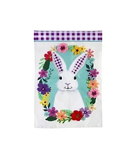 Evergreen Gingham Bunny Garden Applique Flag 12.5 x 18 Inches Indoor Outdoor Decor