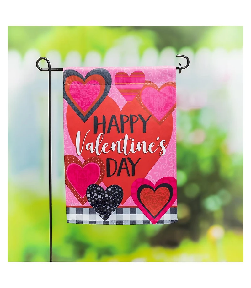 Evergreen Patterned Valentine Hearts Garden Suede Flag 12.5 x 18 Inches Indoor Outdoor Decor