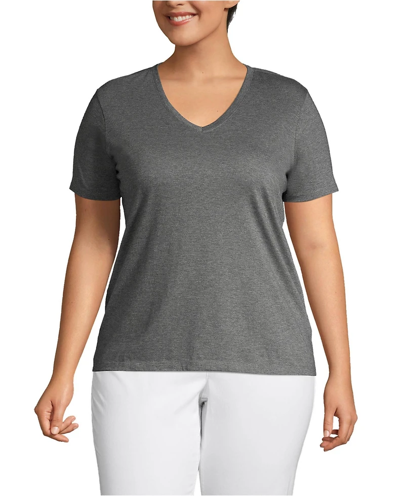 Lands' End Plus Relaxed Supima Cotton V-Neck T-Shirt