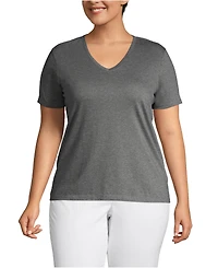 Lands' End Plus Relaxed Supima Cotton V-Neck T-Shirt