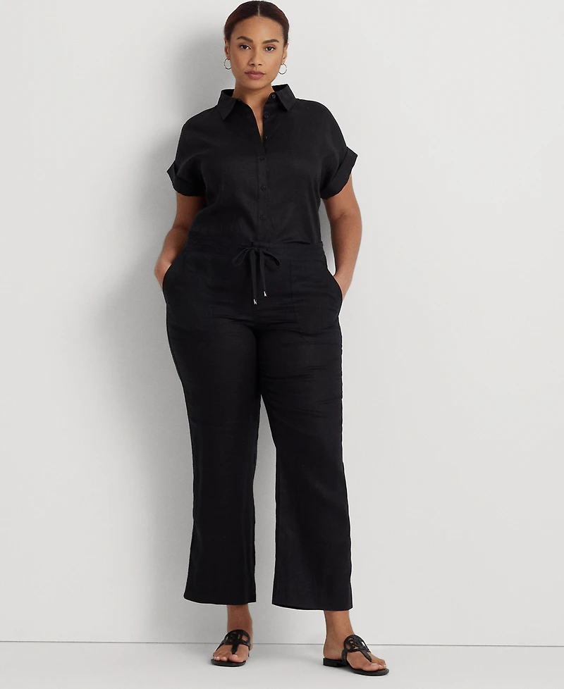Lauren Ralph Plus-Size 100% Linen Wide-Leg Pants