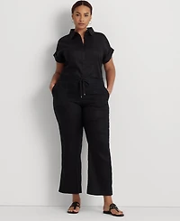 Lauren Ralph Plus-Size 100% Linen Wide-Leg Pants