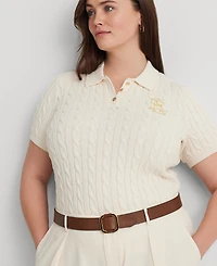 Lauren Ralph Plus Cable-Knit Polo Shirt