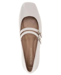 BCBGeneration Women's Harisa Slip-On Buckle Square Toe Mary Jane Ballet Flats