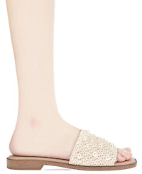 BCBGeneration Women's Lonnie Pearl Raffia Slide Flat Sandals