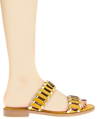 BCBGeneration Women's Lemah Woven Double Band Slide Flat Sandals