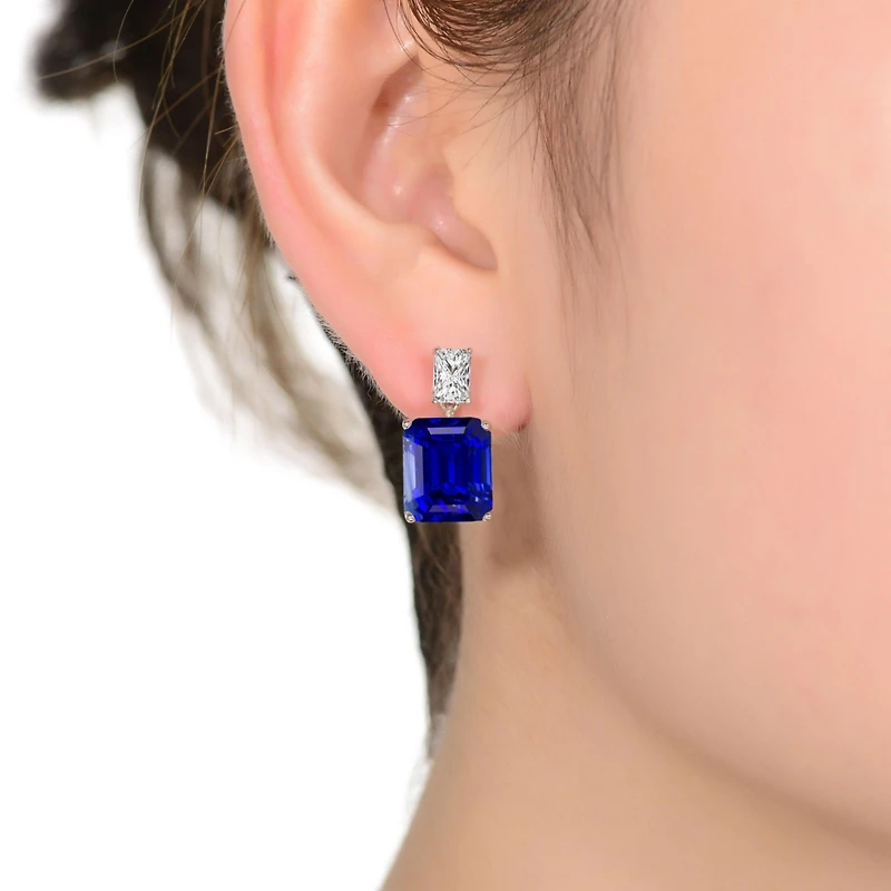 Classic White Gold Plated Rich looking Deep color Drop Earrings