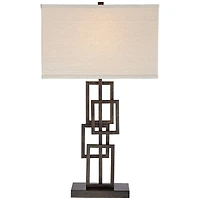 360 Lighting Kory Modern Industrial Table Lamp 26 1/2" High Dark Bronze Metal Sculptural Stacked Geometric Off White Shade Bedroom Living Room
