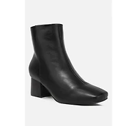 Womens davia leather square toe ankle boots