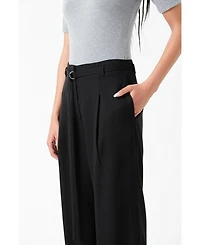 Women's Pleated Wide Pants with Belt