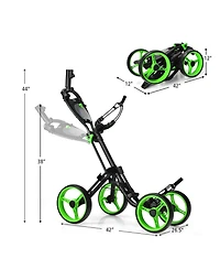 4 Wheel Golf Push Cart with Brake Scoreboard Adjustable Handle
