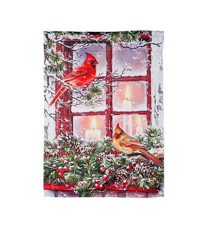 Cardinals in the Window Garden Suede Flag
