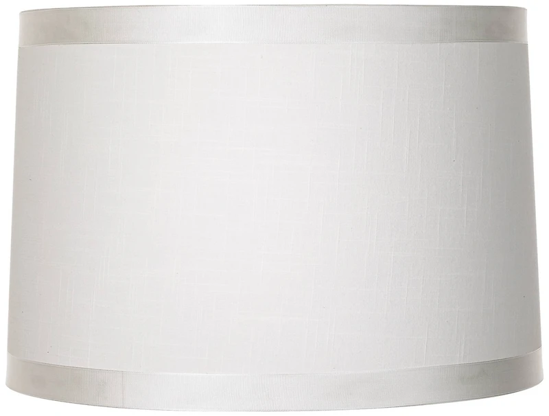 Springcrest White Fabric Medium Drum Lamp Shade 15" Top x 16" Bottom x 11" High (Spider) Replacement with Harp and Finial