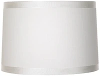 Springcrest White Fabric Medium Drum Lamp Shade 15" Top x 16" Bottom x 11" High (Spider) Replacement with Harp and Finial