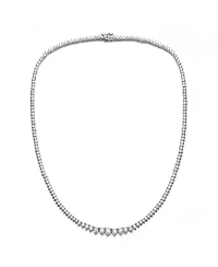 Sterling Silver White Gold Plated and Clear Cubic Zirconia Tennis Necklace