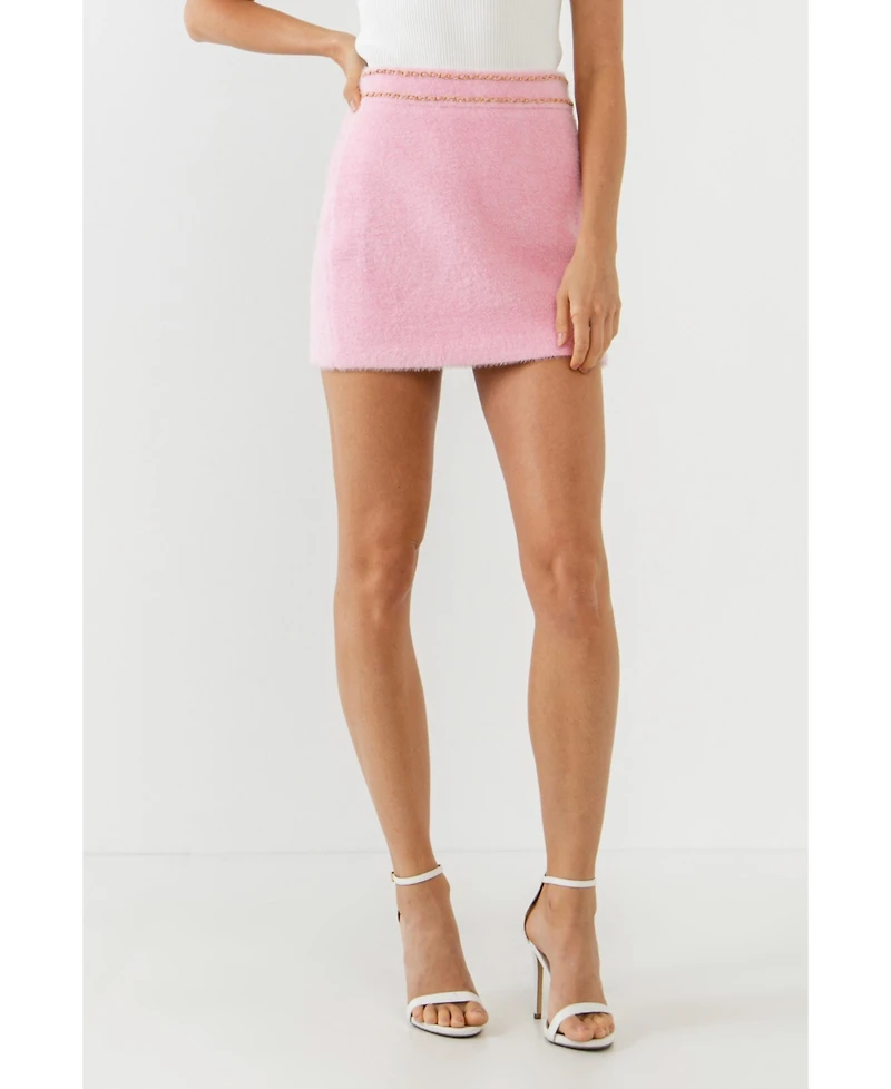endless rose Women's Chain-Trimmed Mini Skirt