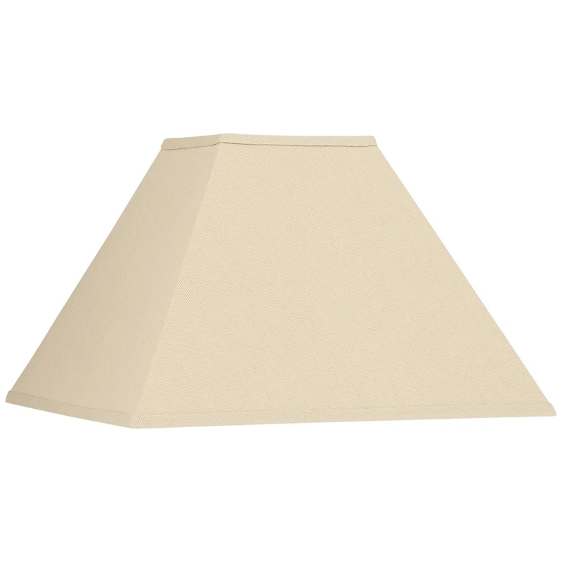 Springcrest Beige Linen Medium Square Lamp Shade 6" Top x 16" Bottom x 12" Slant x 10" High (Spider) Replacement with Harp and Fin